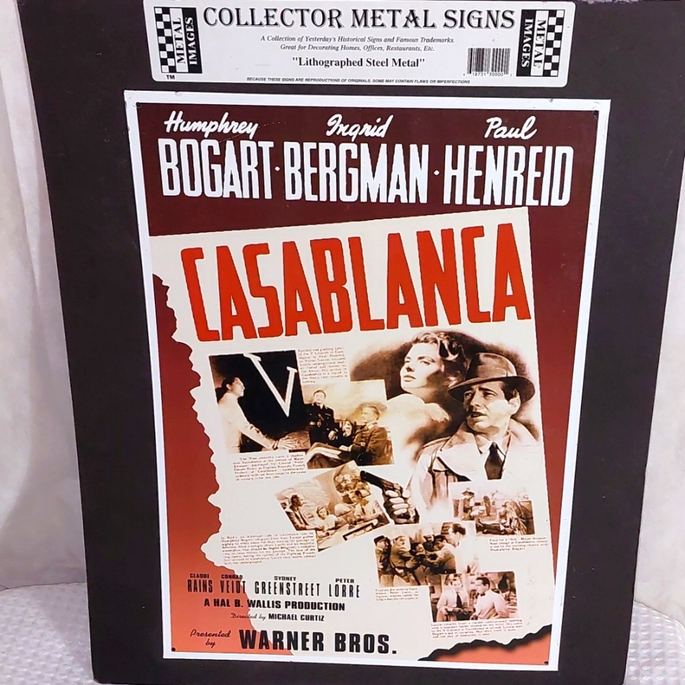 Metal Images Collector Metal Signs Vintage Look "CASABLANCA" Movie Wall Sign